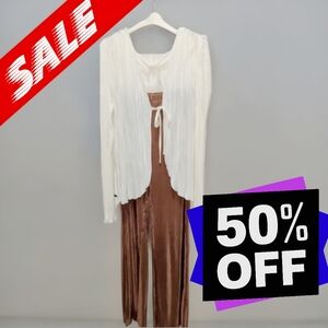 Womens Boho Pleated Velvet Two-Piece Set – Goddess / Free People Style